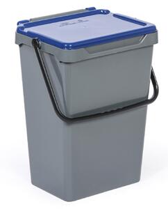 Plastový odpadkový koš pro třídění odpadu, šedá + modrá, 35 l