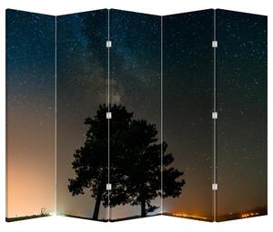 Paraván - Noční obloha se stromy (210x170 cm)