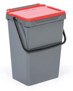 Plastový odpadkový koš pro třídění odpadu, šedá + červená, 35 l