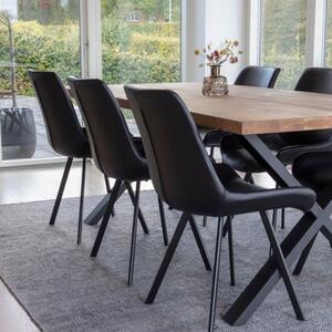 Nordic Living Černá koženková jídelní židle Drammen