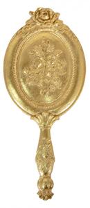 Zlaté antik příruční zrcátko s růžemi a patinou – 10x1x25 cm