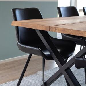 Nordic Living Černá koženková jídelní židle Drammen