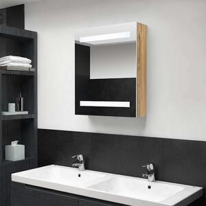 LED koupelnová skříňka se zrcadlem bílá a dub 50 x 14 x 60 cm 326485