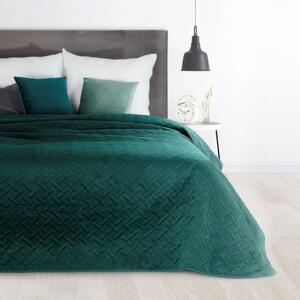 Kvalitní velurový přehoz na manželskou postel tyrkysové barvy