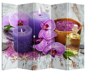 Paraván - Orchideje a svíčky (210x170 cm)