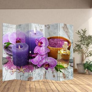 Paraván - Orchideje a svíčky (210x170 cm)