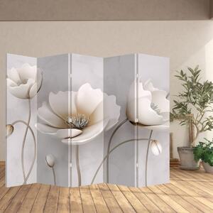 Paraván - Bílé květiny (210x170 cm)