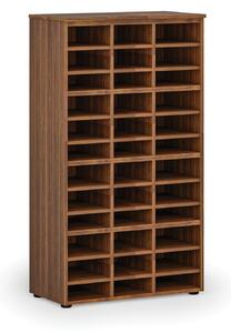 Třídicí regál PRIMO WOOD, 800 x 420 x 1434 mm, 36 přihrádek, ořech