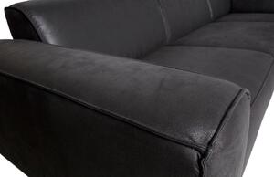 Hoorns Černá koženková rohová pohovka Twilight 274 cm, pravá