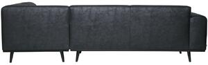 Hoorns Černá koženková rohová pohovka Twilight 274 cm, pravá