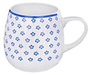 German Hrnek Blue design / 580 ml / keramika / drobný květ / bílá/modrá