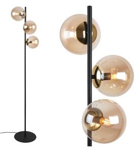 Stojací lampa Paris, 3x medové skleněné stínítko, B/G