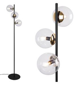 Stojací lampa Paris, 3x čiré skleněné stínítko, B/G
