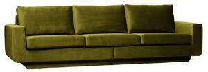 Hoorns Olivově zelená sametová třímístná pohovka Chanelle 282 cm