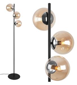 Stojací lampa Paris, 3x medové skleněné stínítko, B/CH