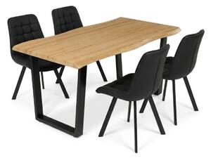 Vikio Jídelní set pro 4 osoby 160x90 cm dub noha U černá židle VJS156-4C-S