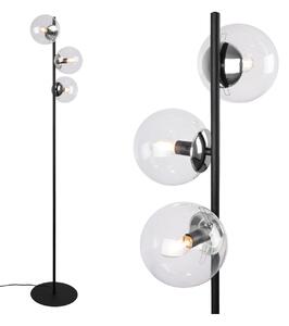 Stojací lampa Paris, 3x čiré skleněné stínítko, B/CH
