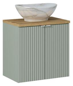 Comad Koupelnová skříňka s deskovým umyvadlem Line Reed Green II. 60 zelená/dub coast evoke