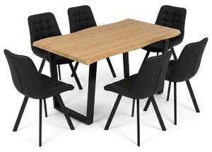 Vikio Jídelní set pro 6 osob 160x90 cm dub noha U černá židle VJS156-6C-S