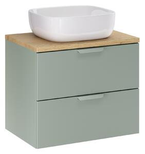 Comad Koupelnová skříňka s deskovým umyvadlem Aster Green 60 zelená/dub cremona
