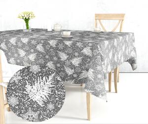 Ervi bavlněný ubrus na stůl obdélníkový - námraza na listech na šedém