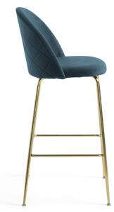 Tyrkysová sametová barová židle Kave Home Ivonne 76 cm