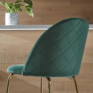 Tmavě zelená sametová barová židle Kave Home Ivonne 76 cm