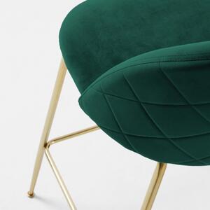 Tmavě zelená sametová barová židle Kave Home Ivonne 76 cm