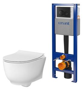 Sada WC mísa se sedátkem s pomalým sklápěním Cersanit Luna S701-871, podomítkový WC modul se splachovacím tlačítkem Cersanit S701-779