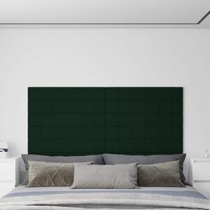 Nástěnné panely 12 ks tmavě zelené 90 x 15 cm samet 1,62 m²