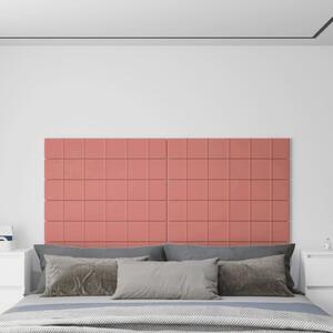Nástěnné panely 12 ks růžové 90 x 15 cm samet 1,62 m²