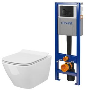Sada WC mísa se sedátkem s pomalým sklápěním Cersanit City S701-405, podomítkový WC modul se splachovacím tlačítkem Cersanit S701-779