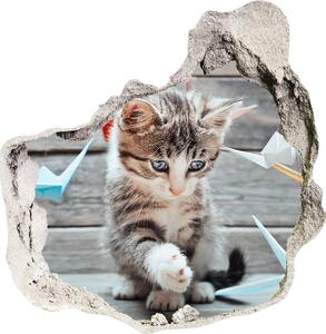 Díra 3D fototapeta Kočka ptáci z papíru nd-p-66724934