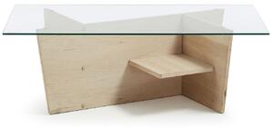 Skleněný konferenční stolek Kave Home Balwind s dubovou podnoží 110 x 60 cm