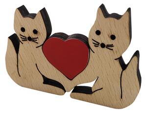 AMADEA Dřevěné kočky se srdcem, masivní dřevo, 7 x 5 cm, český výrobek