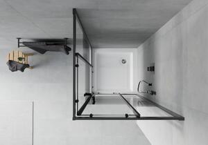 Mexen Rio čtvercový sprchový kout 80 x 80 cm, Pruhy, Černá + sprchová vanička Rio, Bílá