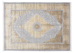 Exkluzivní moderní šedý koberec se zlatým orientálním vzorem
