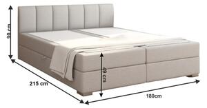 Boxspringová postel 180x200, světle šedá, RIANA KOMFORT