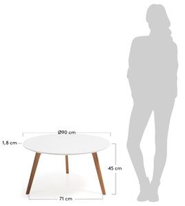 Bílý lakovaný konferenční stolek Kave Home Kirb 90 cm