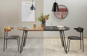 Černý jasanový rozkládací stůl Kave Home Milian 140-220x90 cm