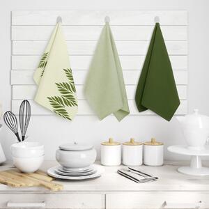 AmeliaHome Sada kuchyňských ručníků Letty Leaves - 3 ks zelená