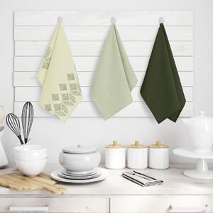 AmeliaHome Sada kuchyňských ručníků Letty Stamp - 3 ks zelená