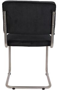Černá manšestrová jídelní židle ZUIVER RIDGE RIB s matným rámem