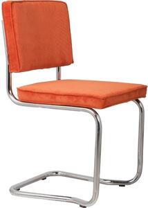 Oranžová manšestrová jídelní židle ZUIVER RIDGE KINK RIB