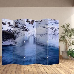 Paraván - Vodopád v zimě (210x170 cm)
