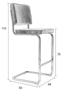 Zelená manšestrová barová židle ZUIVER RIDGE RIB 75 cm