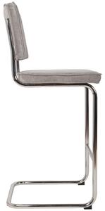 Světle šedá manšestrová barová židle ZUIVER RIDGE RIB 75 cm