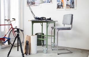 Zelená manšestrová barová židle ZUIVER RIDGE KINK RIB 75 cm