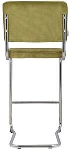Zelená manšestrová barová židle ZUIVER RIDGE KINK RIB 75 cm