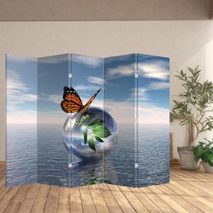Paraván - Motýl na skleněné kouli (210x170 cm)